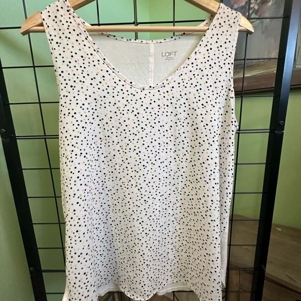 LOFT Women's Polka Dot Sleeveless Top - White